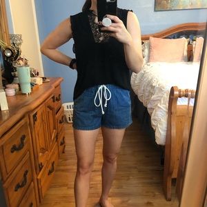 Aerie chambray tie waist shorts